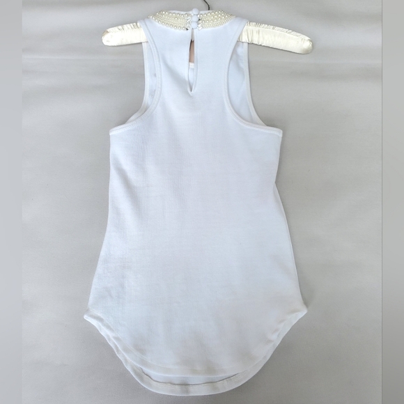 NWT$265 Cinq à Sept Lizzie Necklace Embellished White Tank Top Sz Small - Picture 12 of 15
